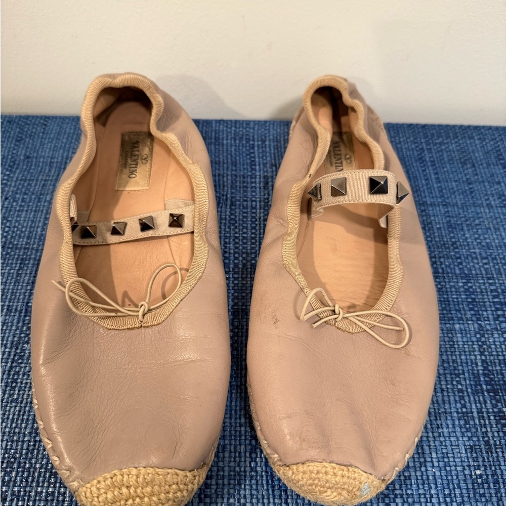 Valentino Garavani Nude Ballet Flats with Studded Strap